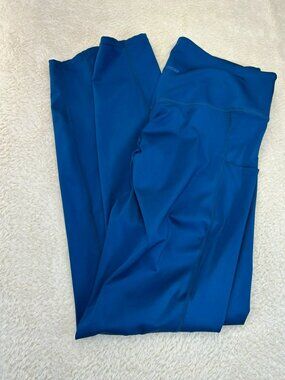 Nova Sport Womens High-Waist Blue Leggings Size L Polyester/Spandex Blend Good C